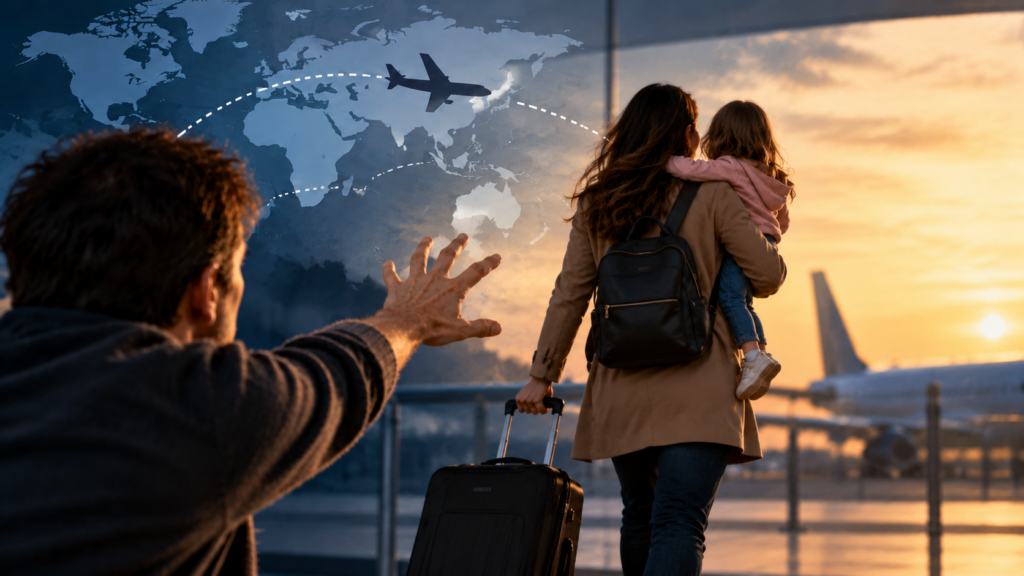 Addio al tramonto in aeroporto
